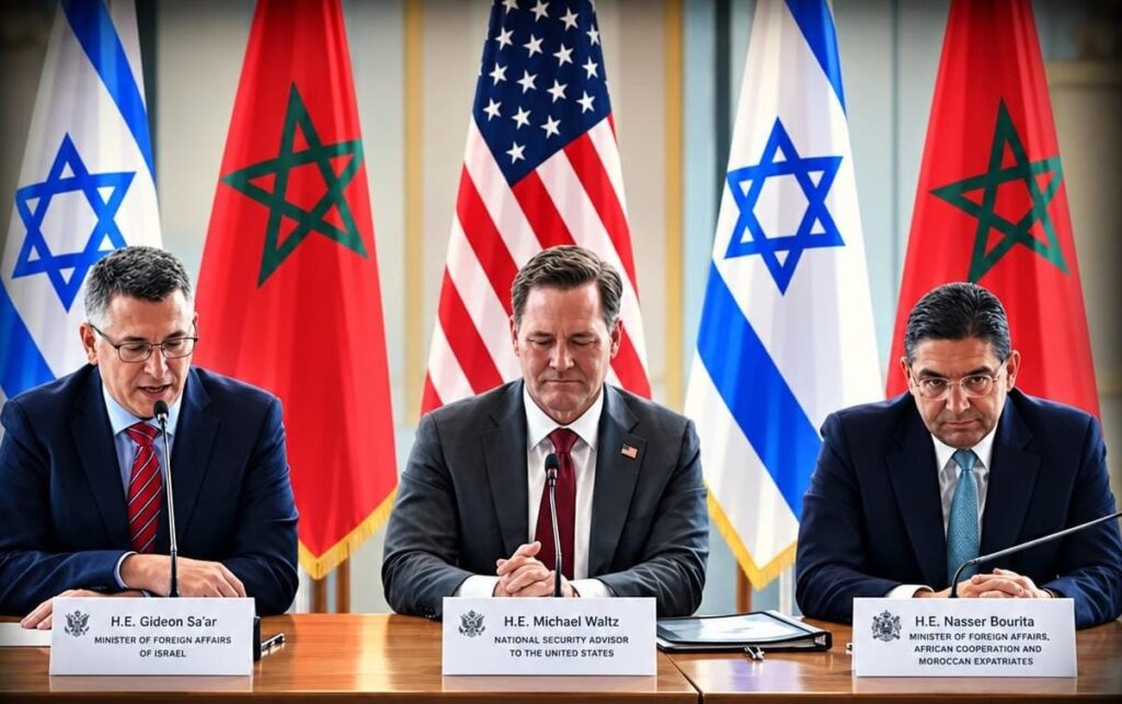 فلسطين والقدس تغيبان عن بيان المغرب وإسرائيل الجديد.. والوثيقة تنتقل بالعلاقات إلى مستوى السفارات بيان المغرب وإسرائيل 2026 واجتماع ناصر بوريطة وجدعون ساعر ومايك والتز في نيويورك